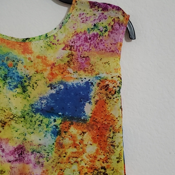 Disney hi-lo sleeveless abstract multicolor splatter print Lg. EUC - Picture 4 of 9